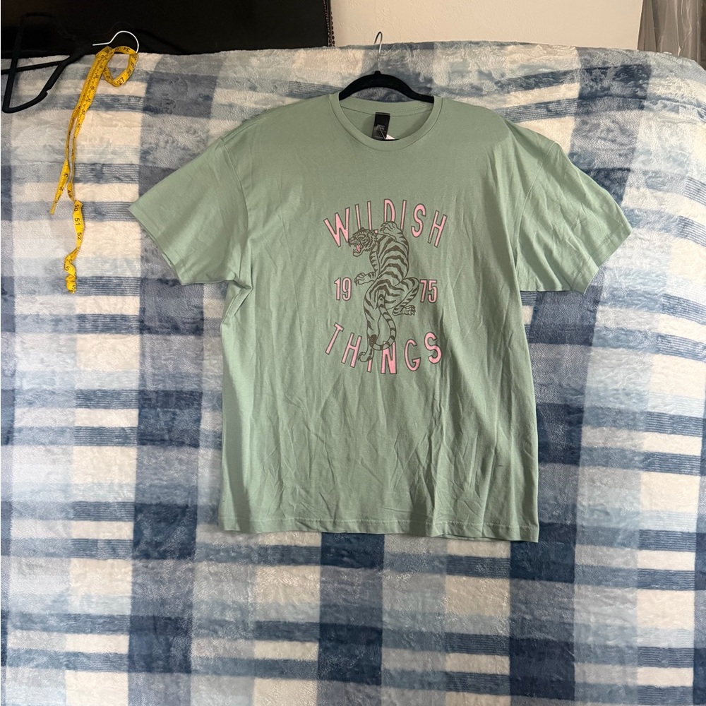Sweet Claire Green Graphic 'Wildish Things' Tee with Pink Accents